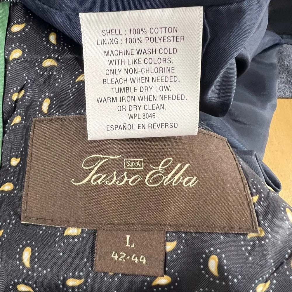 Tasso Elba Blazer Mens sz Large (42R-44R) Chambray Cotton Sport‎ Coat Jacket